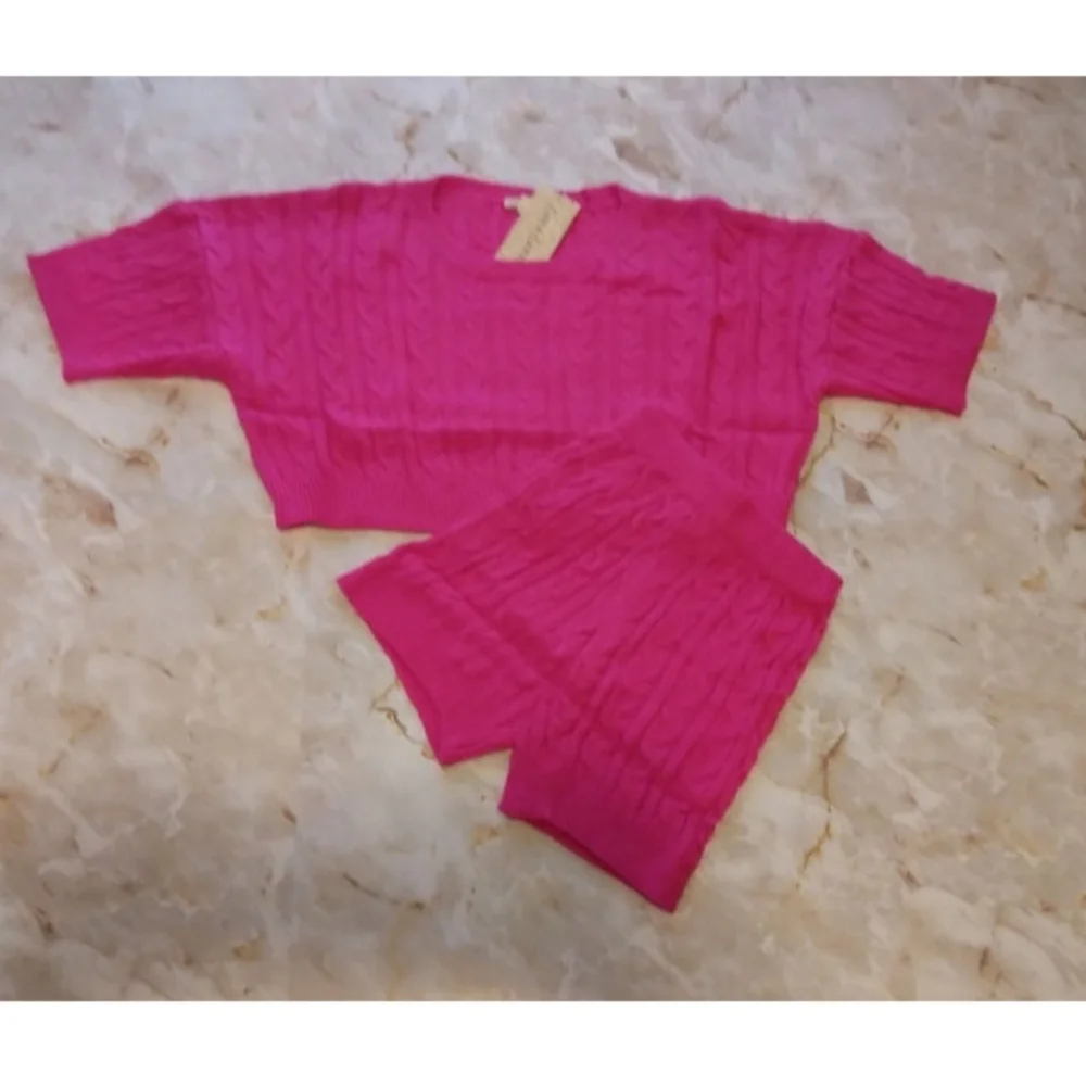 Fuchsia- 2pc Knit Shorts Set - Picture 7 of 11